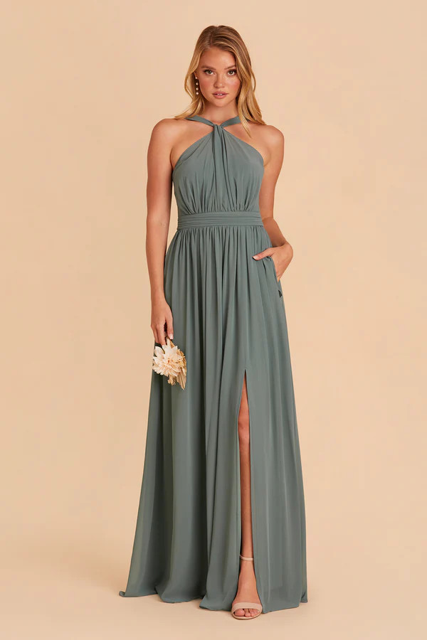 Kiko Chiffon Dress - Sea Glass | Birdy Grey