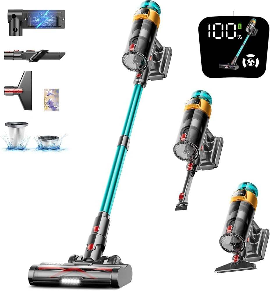 Cordless Vacuum Cleaner, 550W 45KPA 70Mins Vacuum Cleaners for Home, Stick Vacuum with Charging D... | Amazon (US)