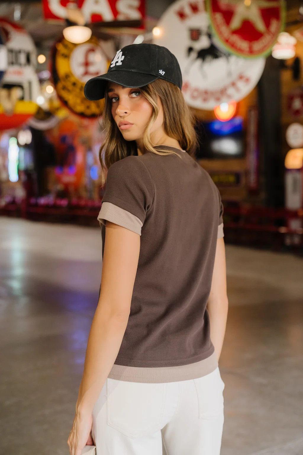 Kylena Double Layer Top in Brown | Böhme US