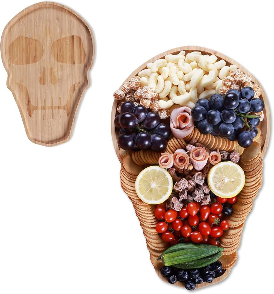 Halloween Cheese Board, Bamboo Charcuterie Board Cheese Platter Serving Tray,Unique Skull Cutting... | Amazon (CA)
