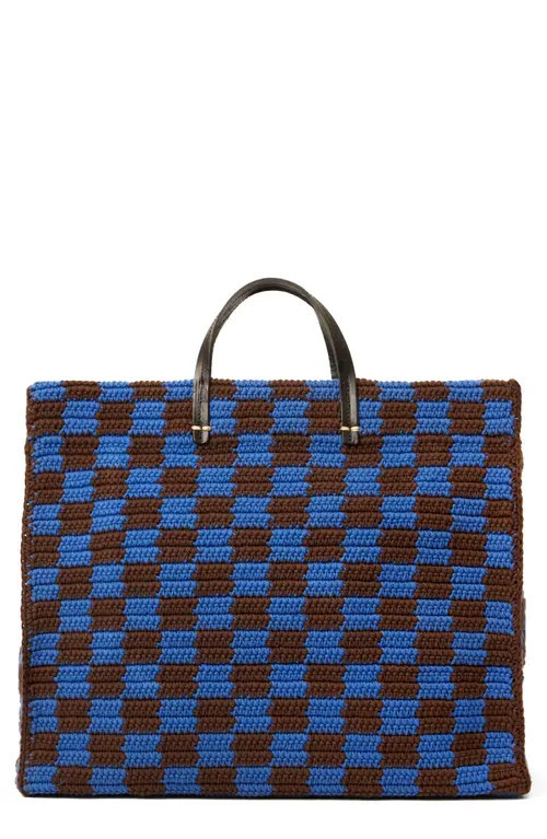 Clare V. Simple Crochet Tote in Deep Blue/Chocolate at Nordstrom | Nordstrom