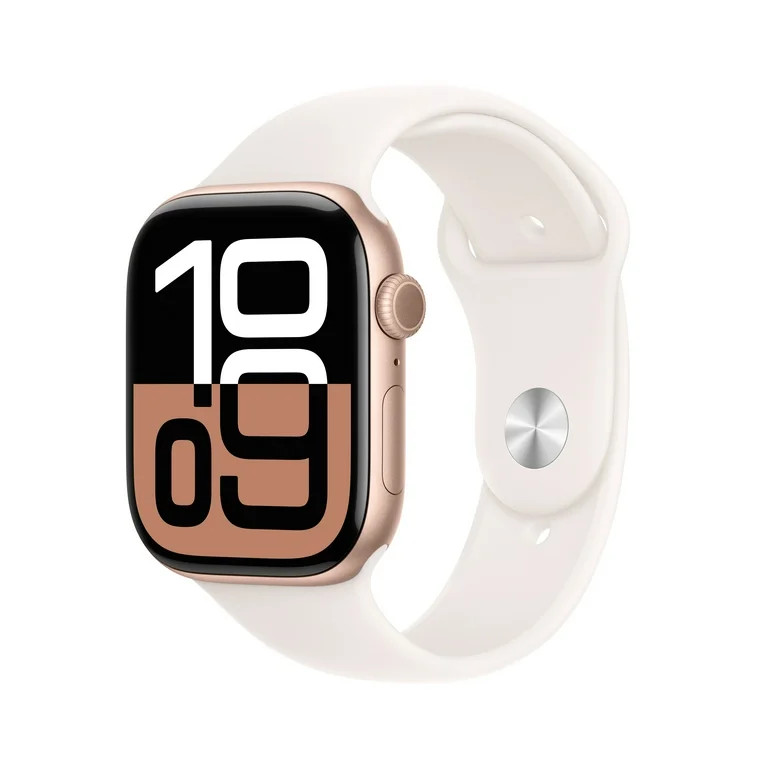 Apple Watch Series 10 GPS 46mm Rose Gold Aluminum Case with Light Blush Sport Band - M/L | Walmart (US)
