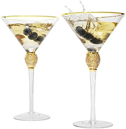 Diamond Collection 2 Piece Stemmed Martini Set - For Drinking Martinis, Manhattans, Vodka, Gin, C... | Amazon (US)