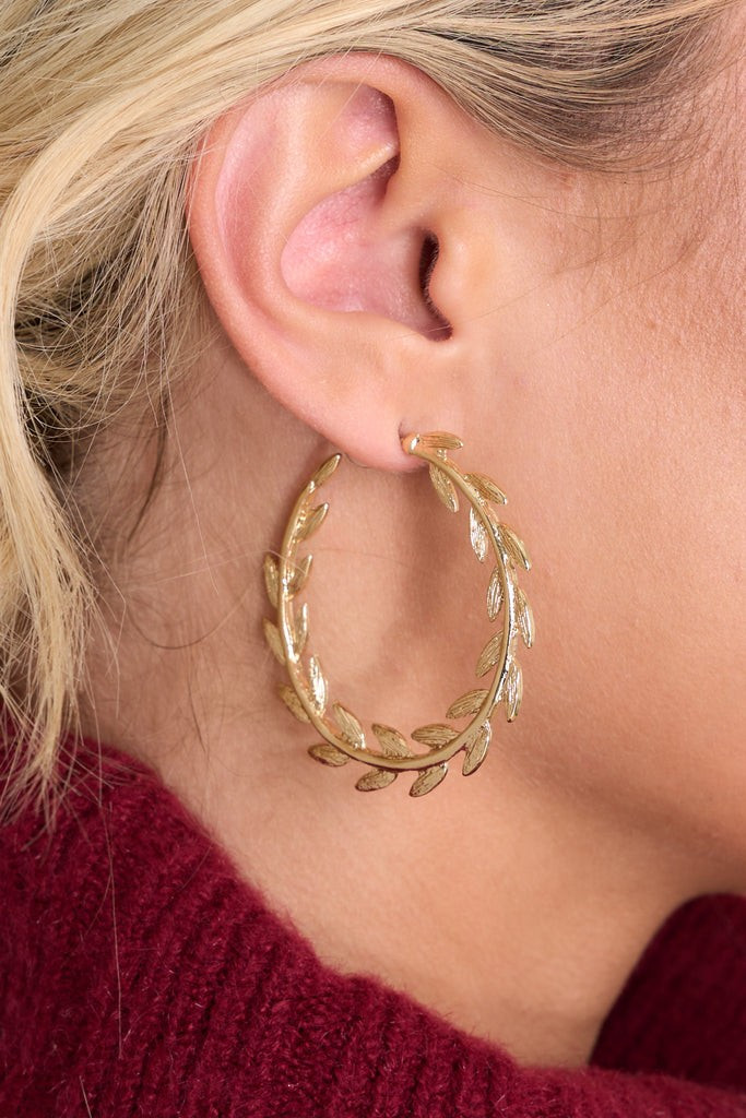 On The Vine Gold Hoop Earrings | Red Dress 