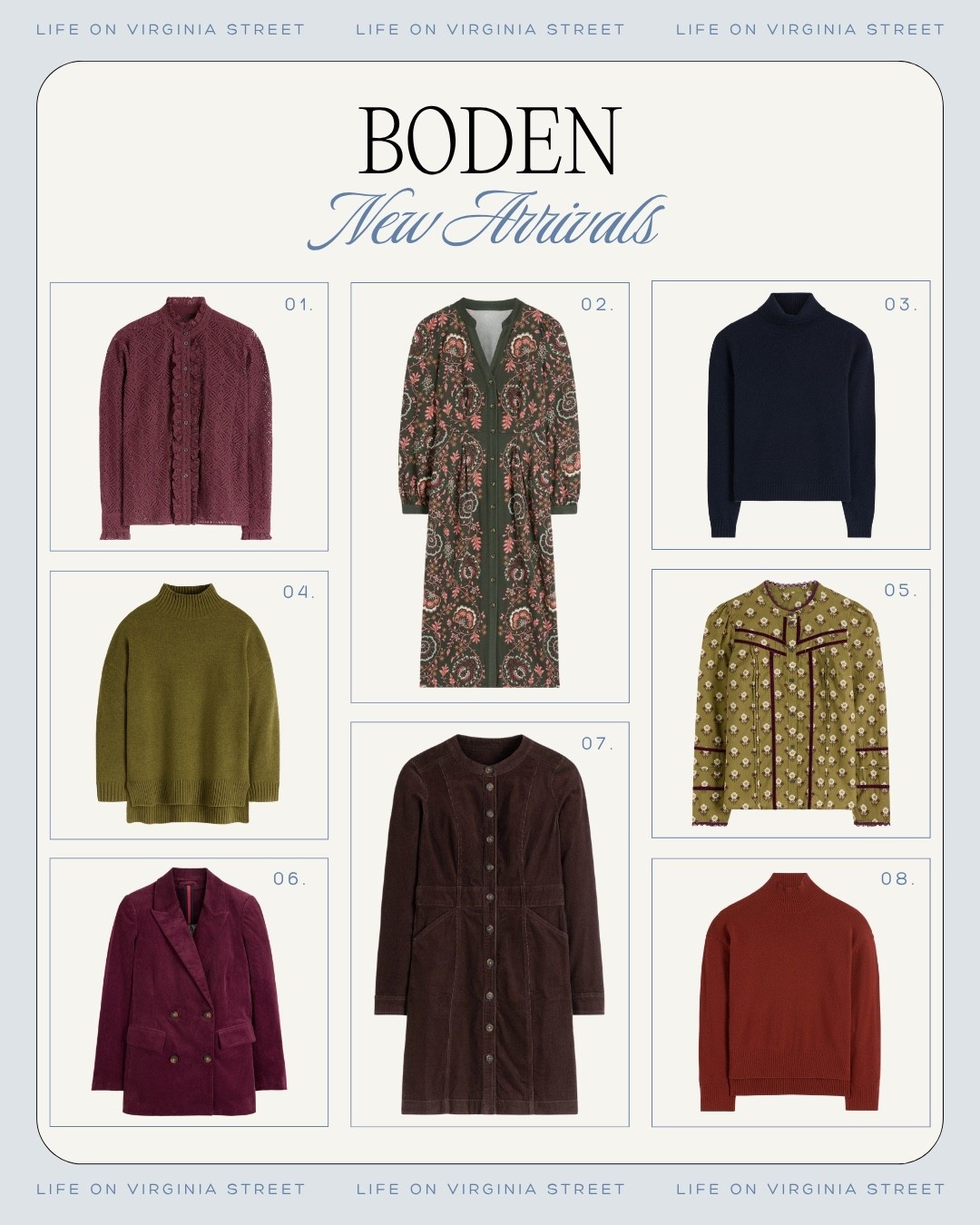 Boden new arrivals 😍

Boden new arrivals, Boden fall new arrivals, Boden fall fashion, Boden women, Boden clothing, Boden fall collection, Boden fall outfits, Boden sweaters, Boden cardigans, Boden jackets, Boden coats, Boden jeans, Boden pants, Boden dresses, Boden skirts, Boden shoes, fall new arrivals, fall fashion, fall outfits for women, fall outfit ideas, fall wardrobe essentials, fall capsule wardrobe, fall sweaters, cardigan sweater, crewneck sweater, striped sweater, fall jackets, fall coats, fall jeans, wide leg jeans, fall trousers, tailored trousers, fall dresses, midi dress, printed dress, fall skirts, midi skirt, loafers, ballet flats, fall boots, fall workwear, business casual outfits, classic fall style, preppy fall style, women’s fall fashion, fall fashion finds

#LTKootd #LTKgrwm