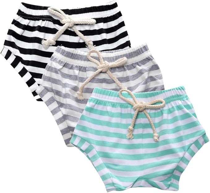 Kids Tales 3-Pack Summer Baby Boys Girls Striped Shorts Bloomers | Amazon (US)