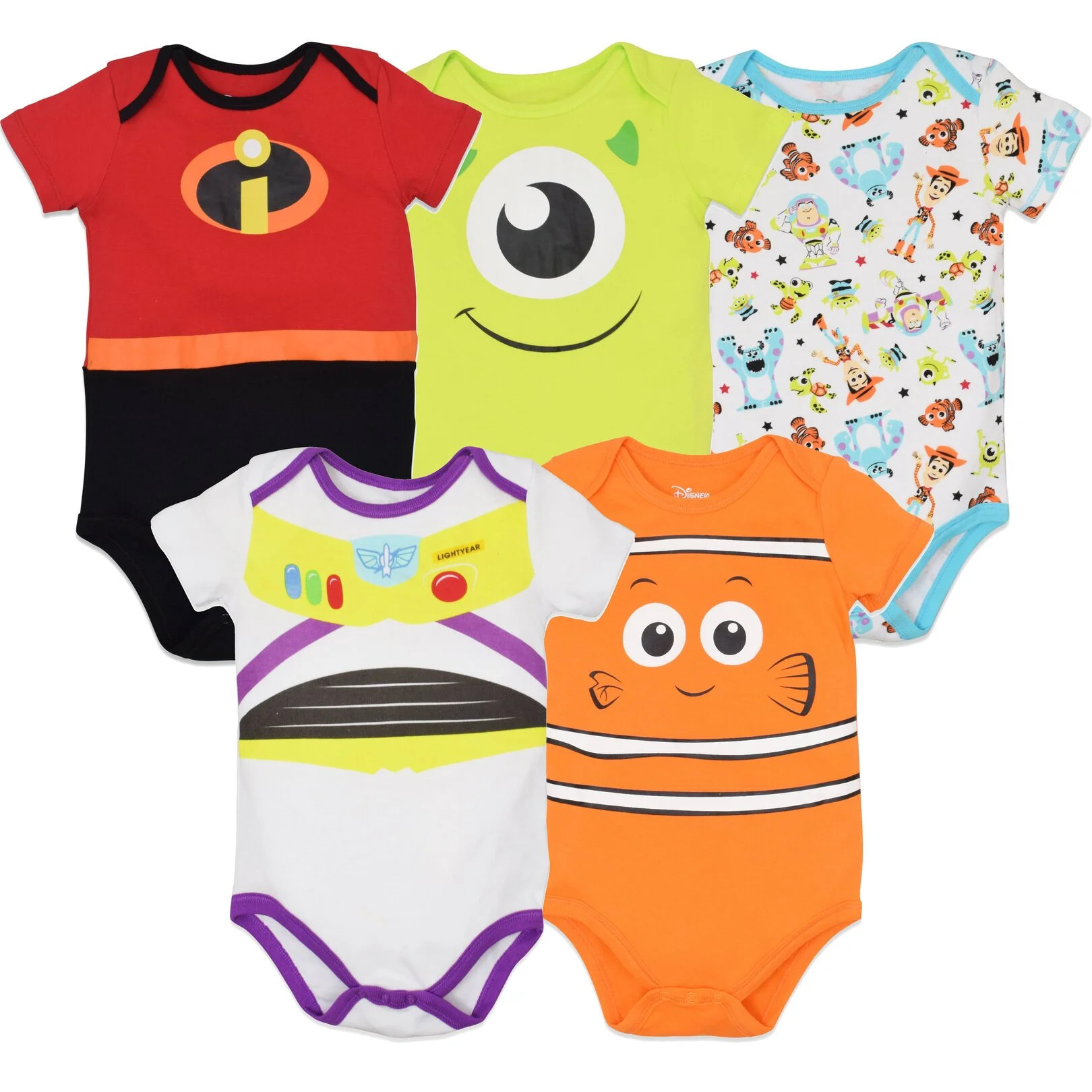 Disney Pixar Sully Infant Baby Boys 5 Pack Bodysuits Newborn to Infant | Walmart (US)