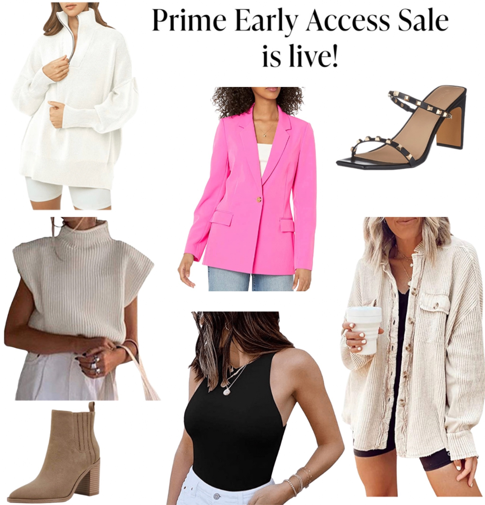 Prime Early Access Deals!🏷

Ankle boot. Square toe studded high heel sandal. Pullover sweater. Drop blazer. Racerback bodysuit.  Shoulder pad sweater top. Loose fit waffle knit shacket. Amazon style. #LTKGiftGuide

#LTKsalealert #LTKstyletip