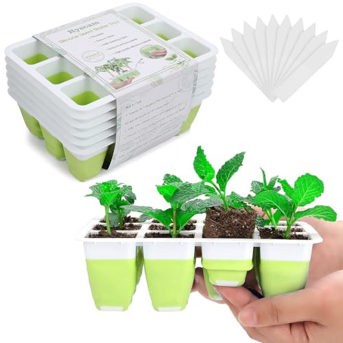6pcs Reusable Seed Starter Kit, 72 Cells Seed Starter Trays, Silicone Seedling Starter Trays for Starting Plant Seeds with Flexible pop-Out Cells, Indoor Gardening Plant Germination Trays | Amazon (US)