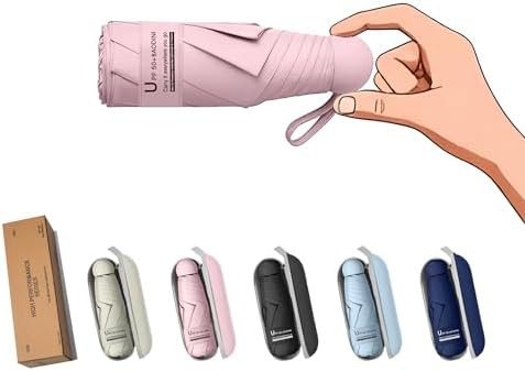 BAODINI Travel Essentials Mini Umbrella for Purse With Case Small Compact UV Sun Protection Light... | Amazon (US)
