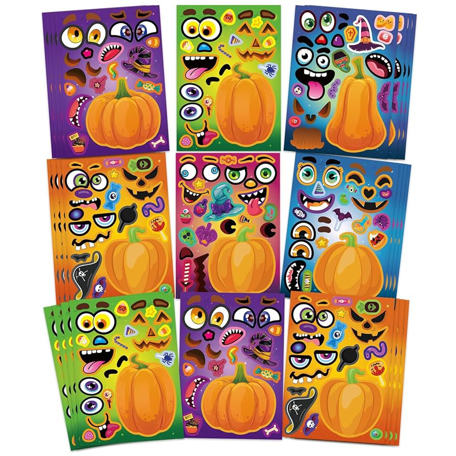 Halloween Stickers for Pumpkins 24 PCS Make-a-Face Stickers Halloween Pumpkin Craft Stickers, Mak... | Amazon (US)
