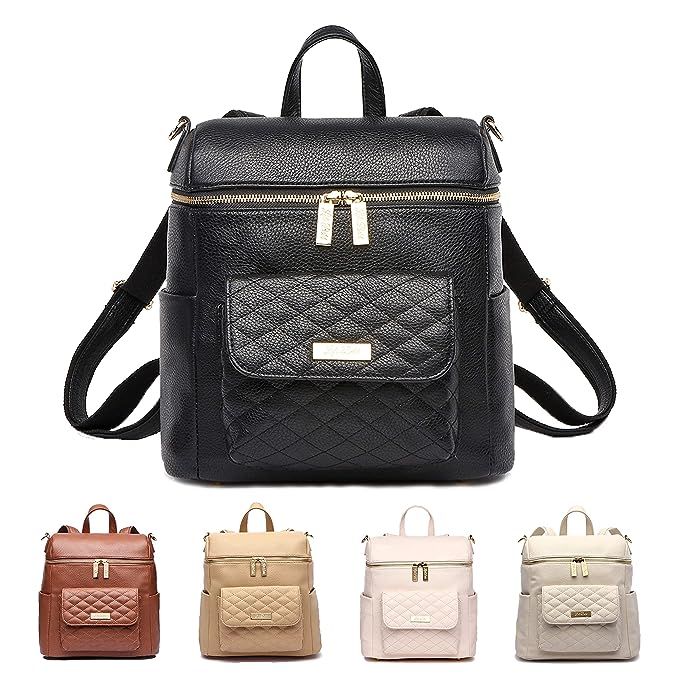 Petit Monaco Mini Diaper Bag by Luli Bebe - Vegan Leather Diaper Bag Backpack with Luxury Quilted... | Amazon (US)