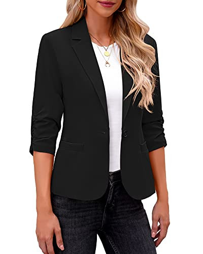LookbookStore Plus Size Blazer for Women Black Suit Jacket Women Blazers for Women Casual Women Suit Jacket Black Size Large Fits Size 12 Size 14 | Amazon (US)