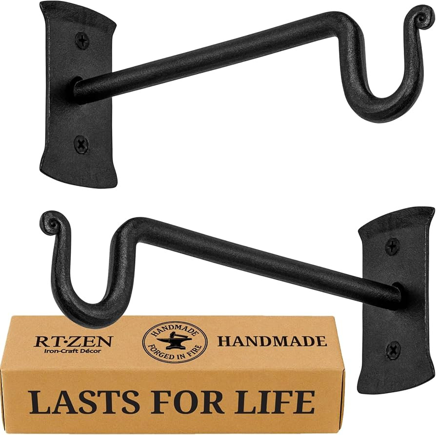 RTZEN Plant Hangers Outdoor or Indoor - Wrought Iron Metal Hanger Indoor Hook - Heavy Duty Wall B... | Amazon (US)