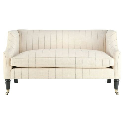 Gage Swoop-Arm Settee, Beige Stripe Performance | One Kings Lane