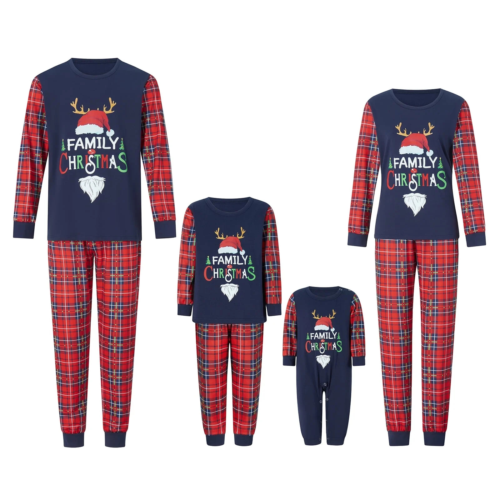 AceBaby Christmas Family Pajamas Matching Set Letter Print Holiday PJs Sleepwear Loungewear for M... | Walmart (US)