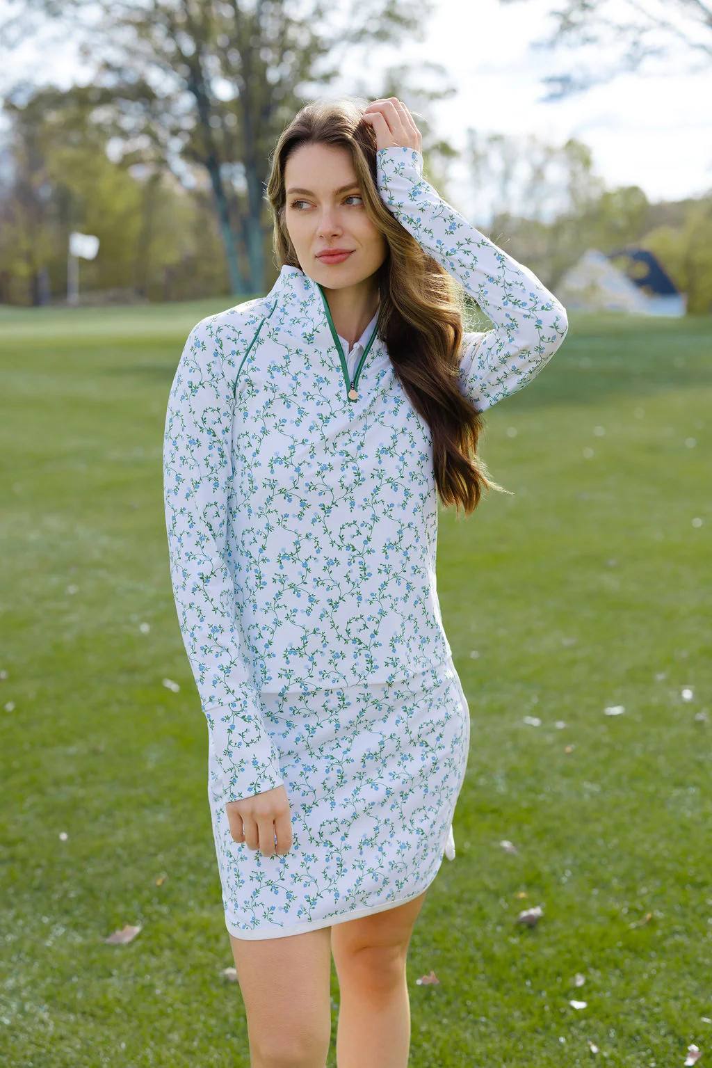 Samantha Quarter Zip Pullover in Fairway Floral | Midspring