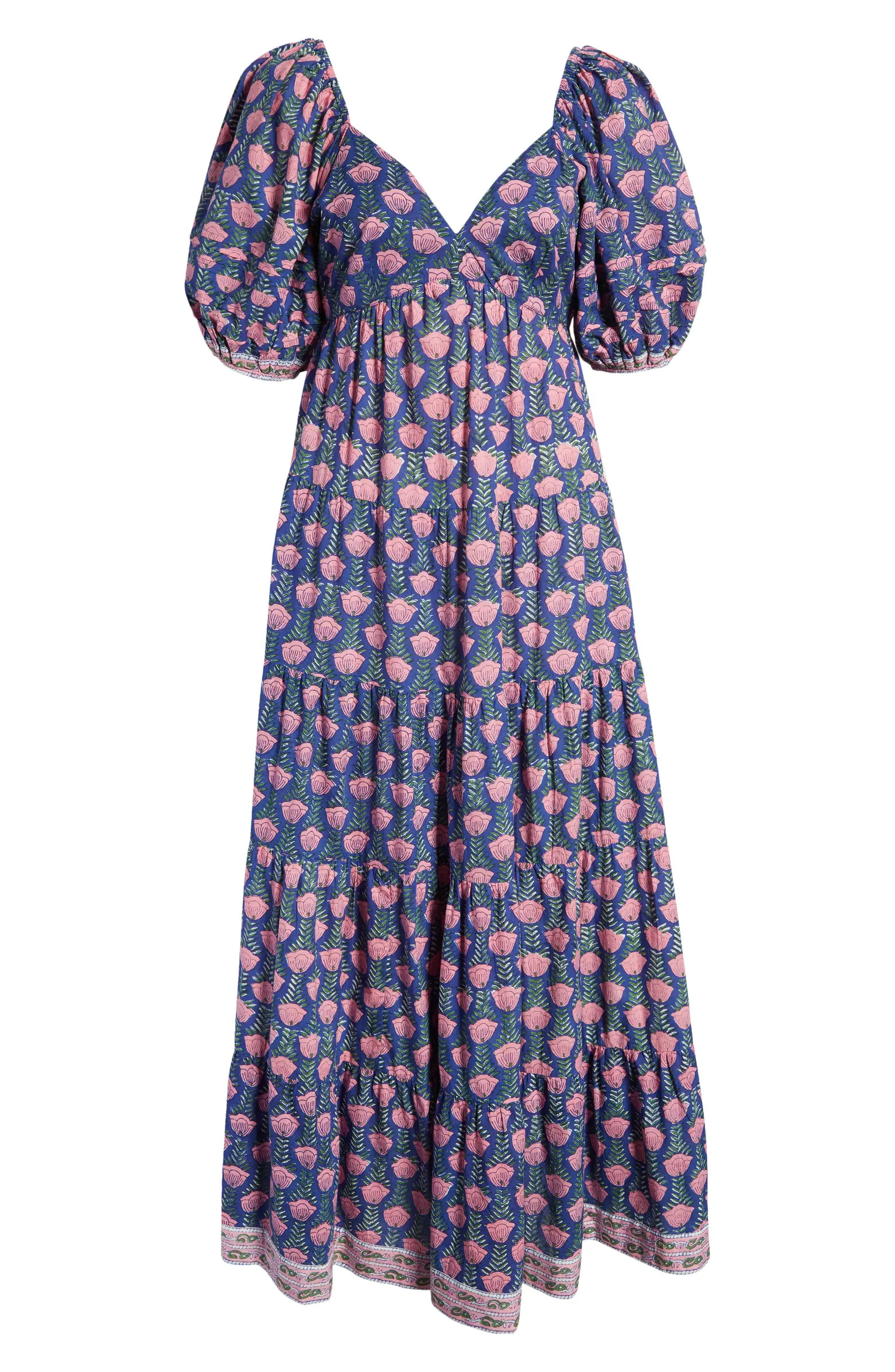 Annaleise Floral Puff Sleeve Cotton Maxi Dress | Nordstrom