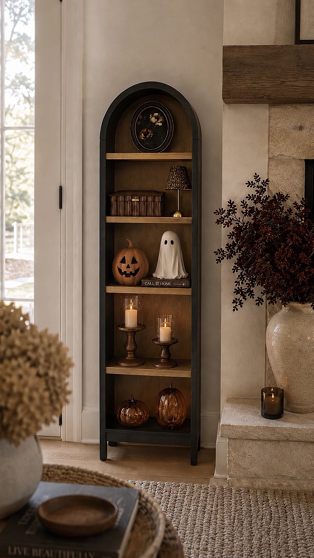 Walmart fall finds that look SO good styled together 🤎🍂 This arched shelf was made for a little fall moment—warm woods, amber glass + just the right amount of Halloween.
#WalmartFinds #WalmartHome #FallDecor #FallHomeDecor

#LTKSaleAlert #LTKSeasonal #LTKHome