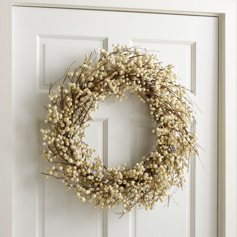 White Ilex Berry Wreath 30" + Reviews | Crate & Barrel | Crate & Barrel