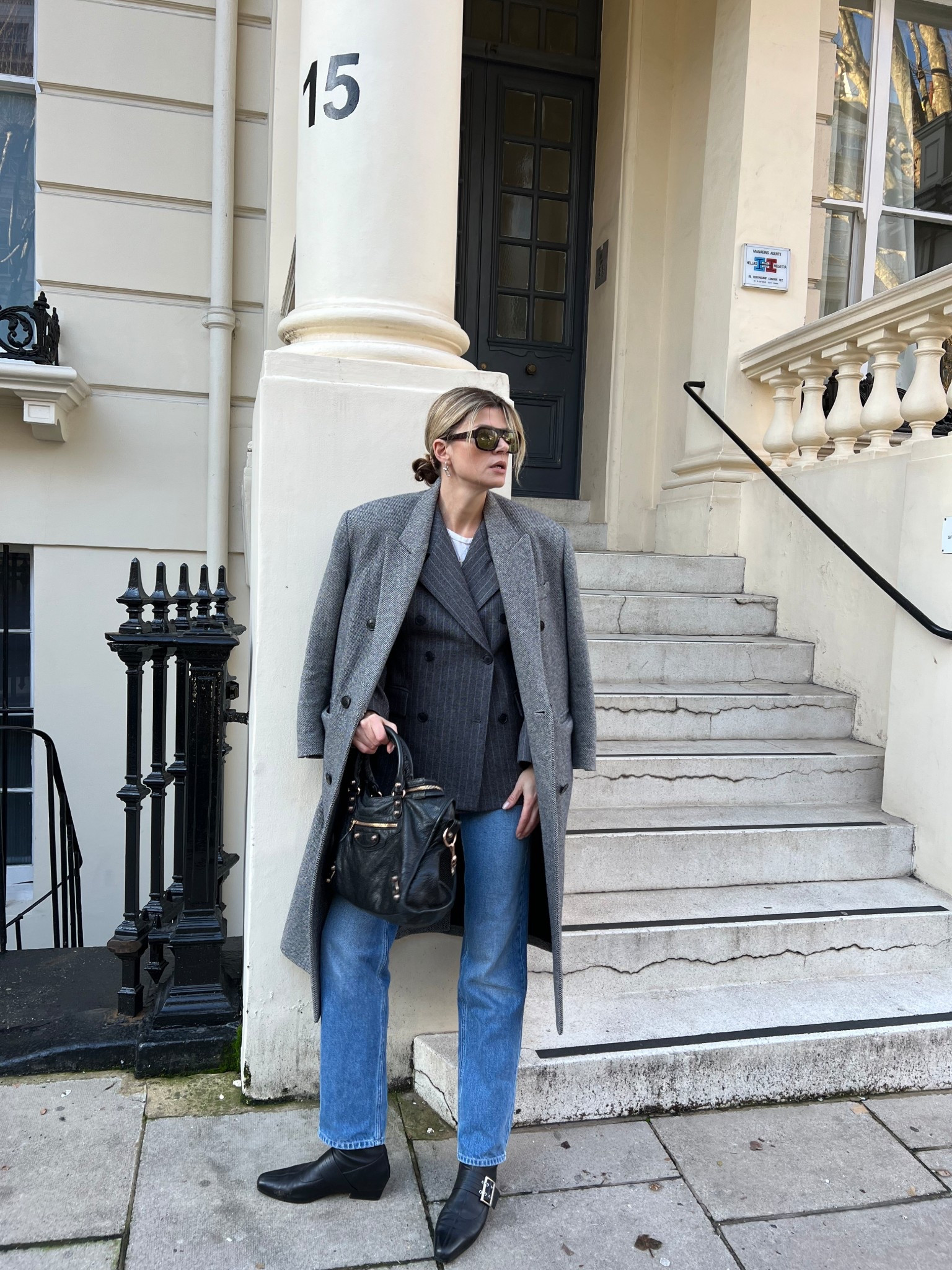 Fitted blazer, oversized coat, Isabel marant coat, balenciaga bag, barefoot wear boots 

#LTKshoes #LTKjeans #LTKwinter