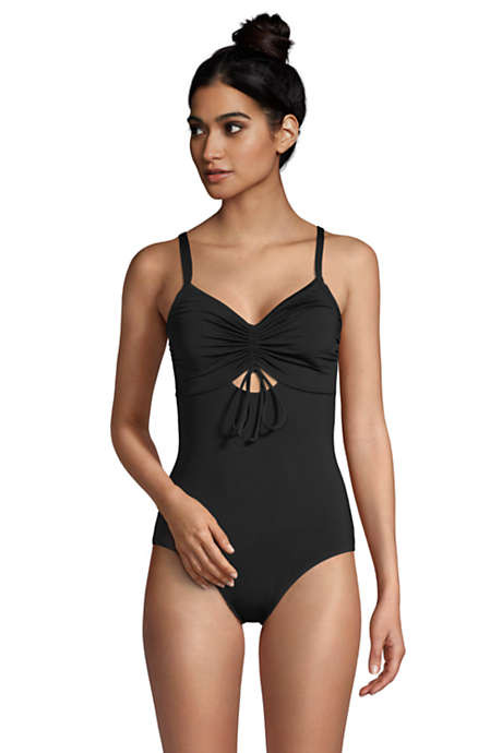 Women's Chlorine Resistant Adjustable V-neck One Piece Swimsuit Adjustable Straps | Lands' End (US)