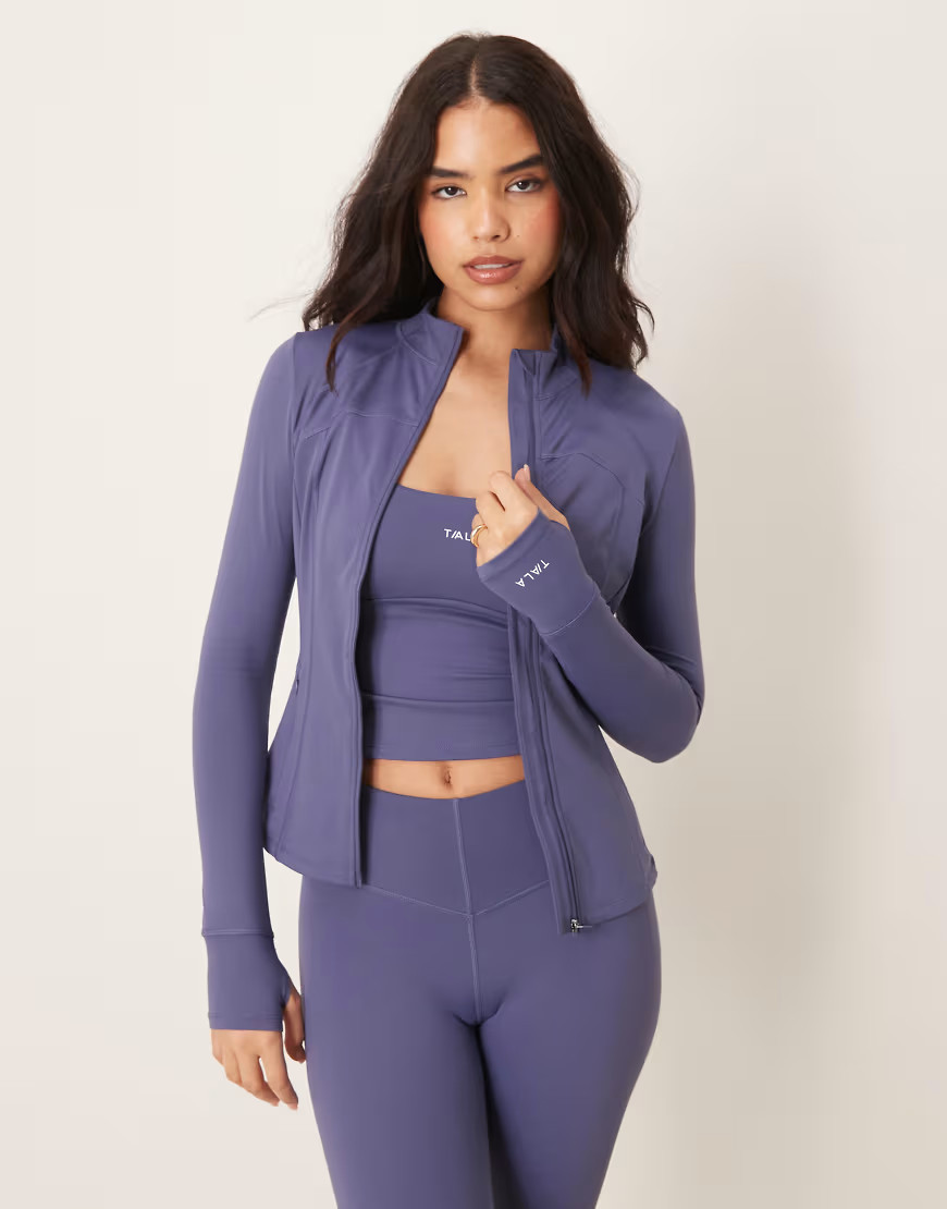 Tala Skinluxe longline seam jacket in blue | ASOS (Global)