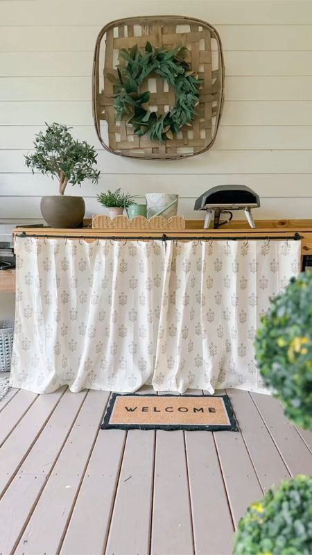 Our outdoor porch is ready for spring !!! I used this beautiful outdoor fabric from JSH Home Essentials to DIY curtains to hang with a simple curtain rod to hide our stuff !! I’m also in love with the matching block print outdoor pillow covers!!! 

#LTKSeasonal #LTKhome #LTKstyletip