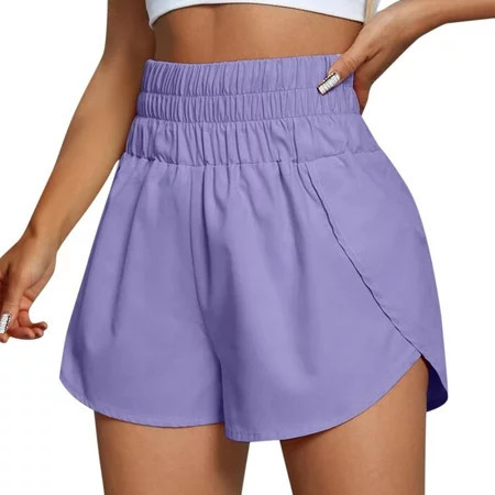 XIFHUI Plus Size Shorts For Women Womens Running Quick Dry Shorts Workout Elastic Waist Athletic Yoga Pants Sports Pants Purple S | Walmart (US)