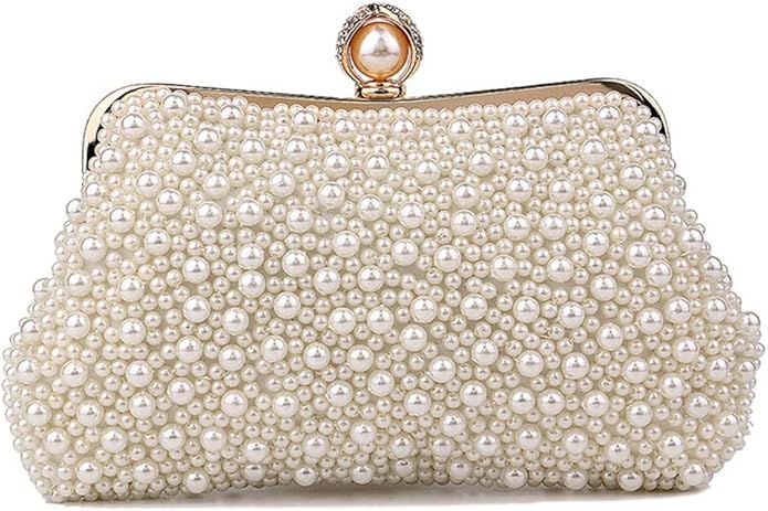 Pearl Bags for Women Handmade Embroidery Bead Bags Bridal Purses Women Evening Handbags Evening P... | Amazon (US)