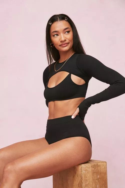 Ribbed Seamless 3 Pc Armwarmer and Lingerie Set | Nasty Gal (US)