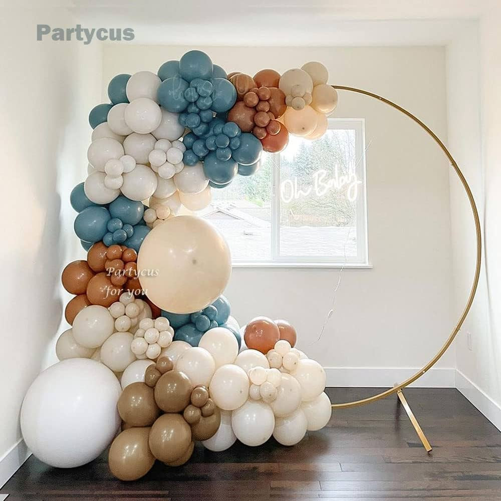 Blue Brown Tan Balloon Garland Kit Dusty Blue White Sand Dark Brown Coffee Beige Latex balloons B... | Amazon (US)