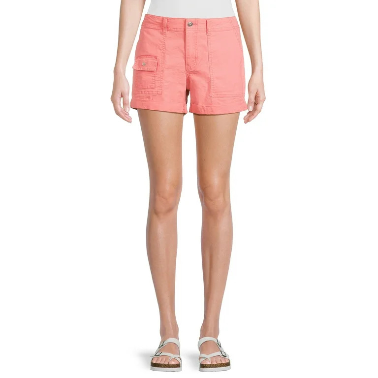 Time and Tru Women's and Women's Plus Utility Cuff Shorts, 4" Inseam, Sizes 2-20 - Walmart.com | Walmart (US)
