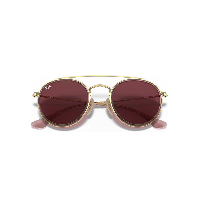 Ray-Ban Round Double Bridge Kids Sunglasses Pink On Gold Frame Violet Lenses 46-21 | Ray-Ban (US)