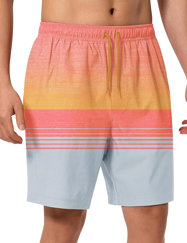 Mens Swim Trunks 8 inch Inseam Mesh Liner Quick-Dry Lightweight 4-Way Stretch Bathing Suit Swimming Trunks for Men UPF 50+ | Amazon (US)