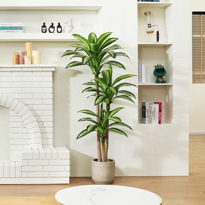 DR.Planzen Artificial Plant, 5ft Fake Dracaena Plants Potted Faux Greenry  for Home Decor Office House Living Room Indoor , Big Fake Plants | Target