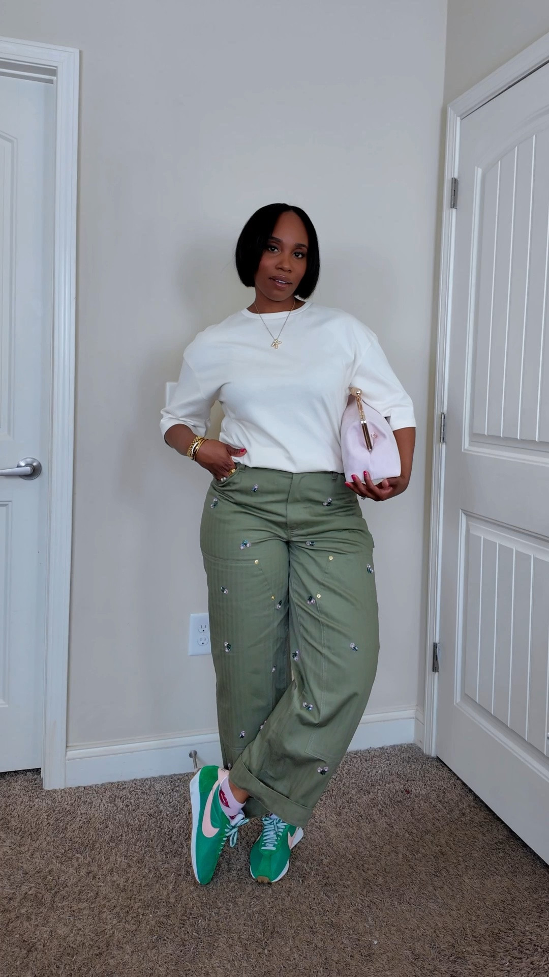 Restyling my favorite embellished cargo pants from Walmart. ✨ One thing about me if I love a piece I’m going to style it multiple ways. Today I wanted a more casual everyday outfit so I paired these cargos with a classic white t-shirt and cool sneakers This look is casual, comfortable, but still elevated and cute 👏🏾💕 #springfashion #springootd #walmartfashion

#LTKootd #LTKgrwm #LTKSeasonal
