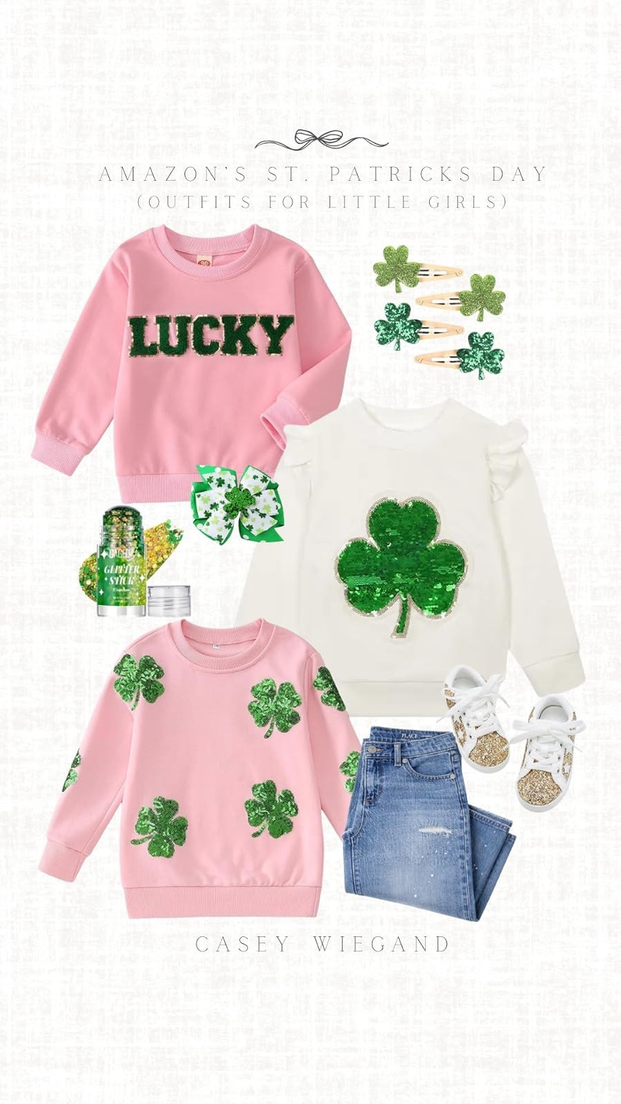 Celebrating St. Patrick's Day with these cute outfits for the girls! From sparkly tops to glittery shoes, they'll be ready for all the fun. #StPatricksDay #KidsFashion

#LTKSpringSale #LTKSeasonal #LTKootd