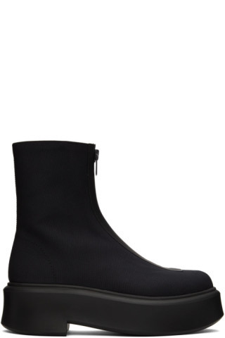 Black Nylon Zipped Boots | SSENSE