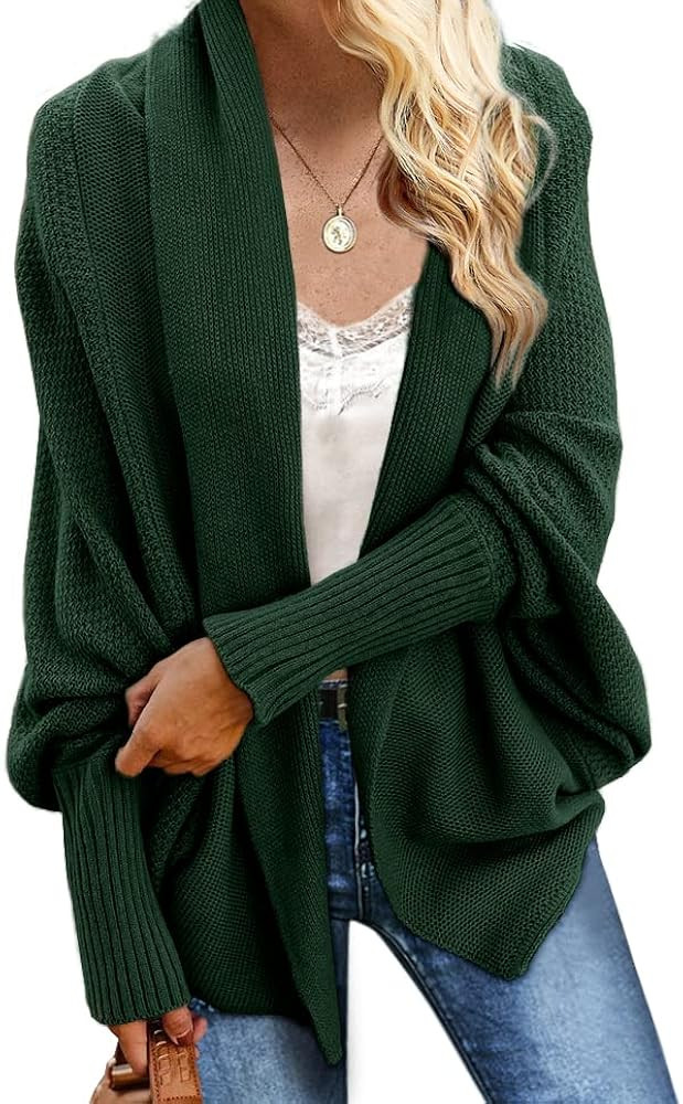 Imily Bela Women's Kimono Batwing Cable Knitted Slouchy Oversized Wrap Cardigan Sweater | Amazon (US)