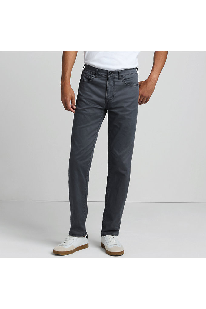 Men's Straight Fit Travel Kit 5 Pocket Pants - Lands' End - Gray - 35 | Lands' End (US)