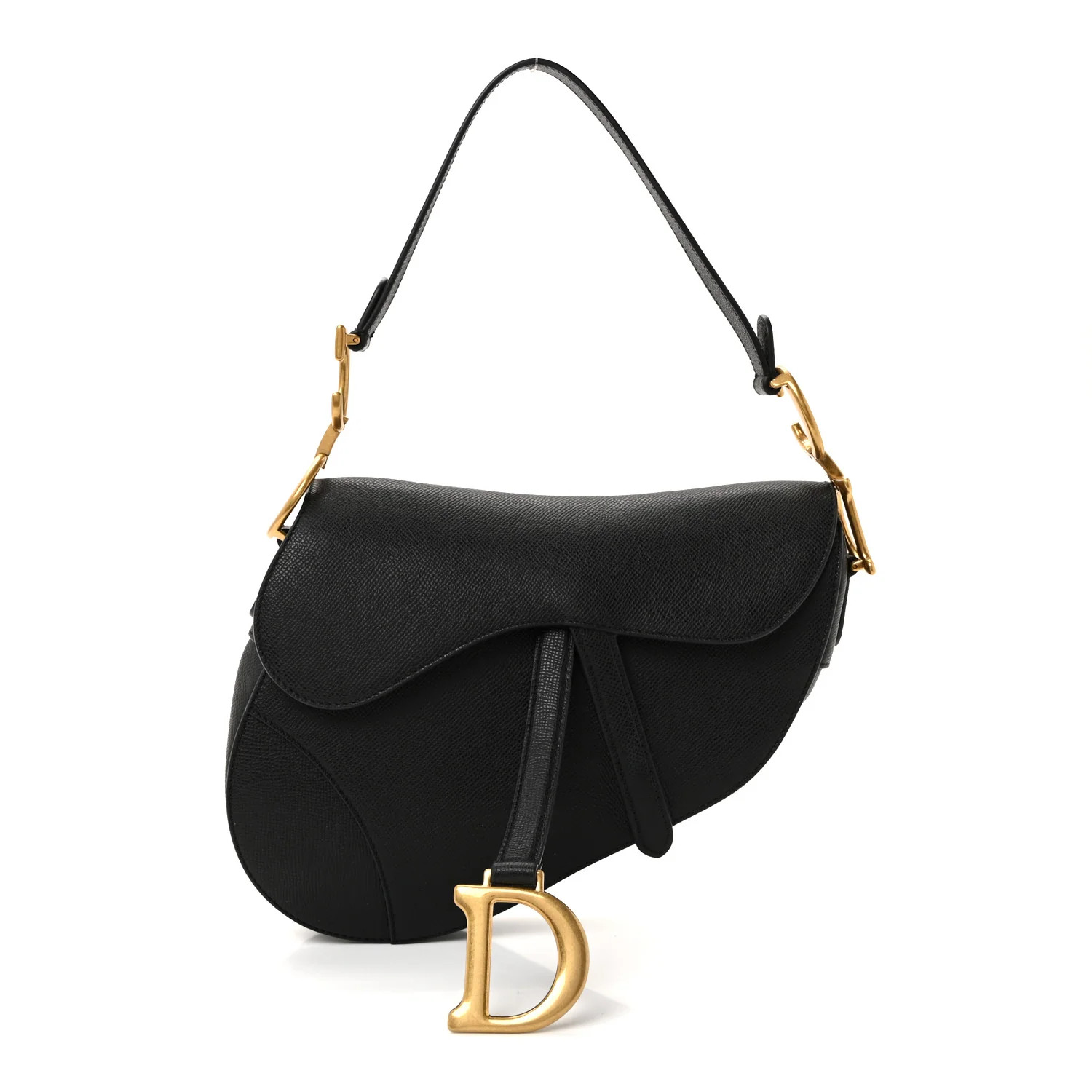 Grained Calfskin Saddle Bag Black | FASHIONPHILE (US)