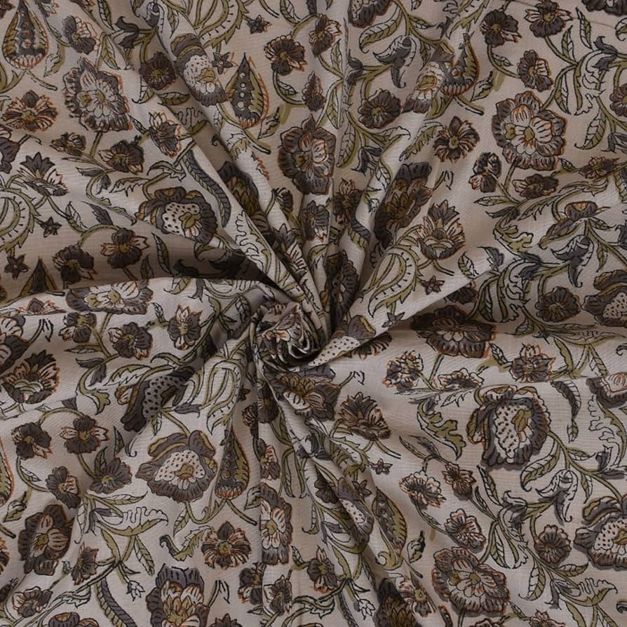 Trade Star 3 Yard Hand Block Print Fabric 100% Cotton Natural Fabric for Dressmaking Indian Ethni... | Amazon (US)