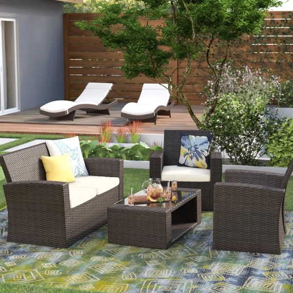 Tisdale 4 - Person Outdoor Seating Group with Cushions | Wayfair North America