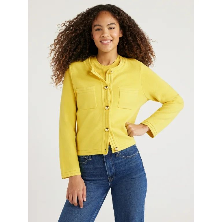 Free Assembly Women’s Chest Pocket Cardigan Sweater with Long Sleeves, Midweight, Sizes XS-XXL | Walmart (US)