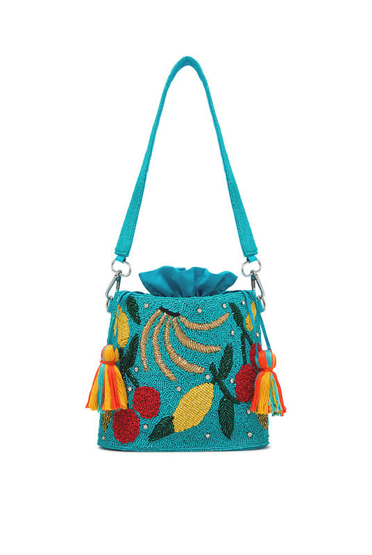 Fruity Beaded Handbag in Blue | Bohemian Traders