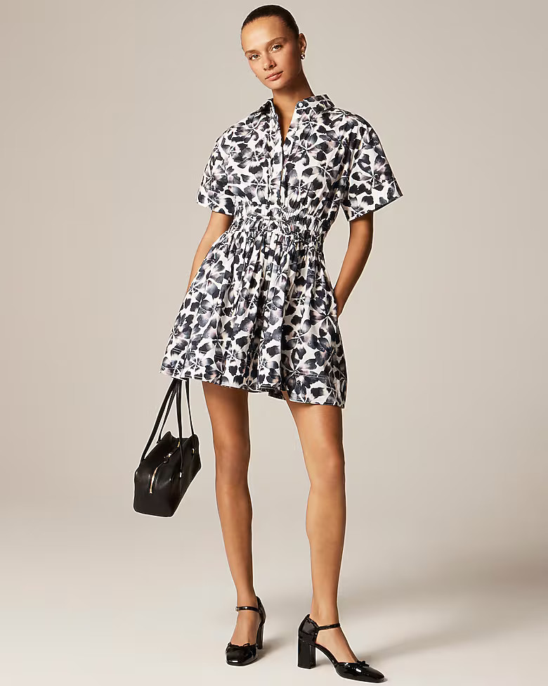 Elena mini shirt-dress in floral-print cotton poplin | J. Crew US