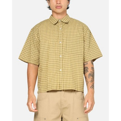 Carre Mens Checkered Boxy Button Up Shirt - Yellow Check L | Target