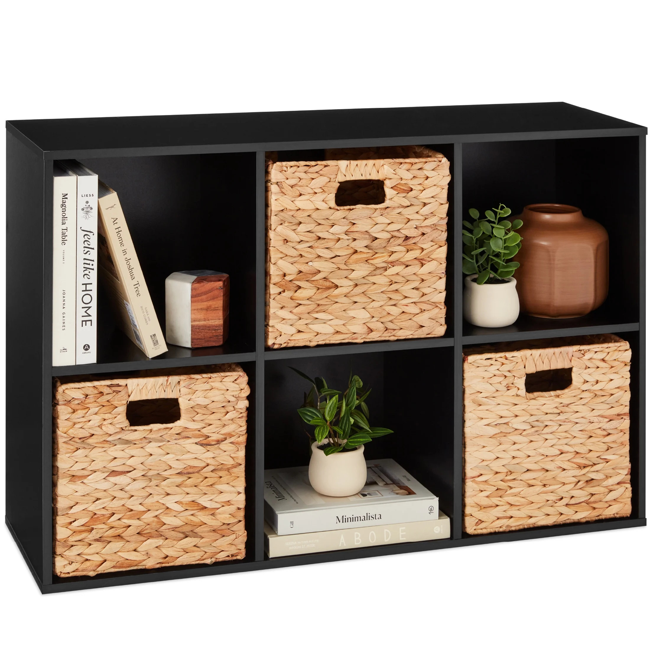 Best Choice Products 6-Cube Bookshelf 11in Display Storage System Organizer w/ Removable Back Panels - Black | Walmart (US)