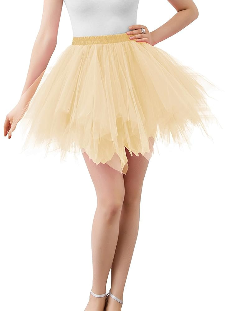Adult Women 80's Tutu Skirt Layered Tulle Petticoat Halloween Tutu | Amazon (US)